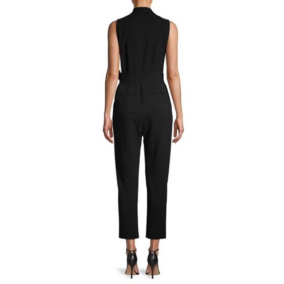 A.L.C. ​Tie Front Jumpsuit Sleeveless Crepe V-Neck Tapered One Piece Plunge - Picture 3 of 9